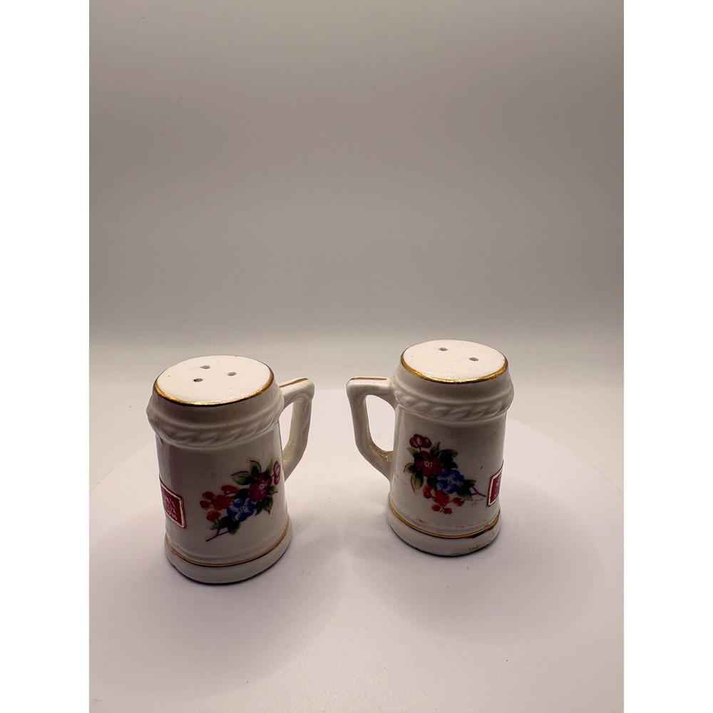 Vintage Brinn's Bone China Floral Beer Stein Salt and Pepper Shakers Japan